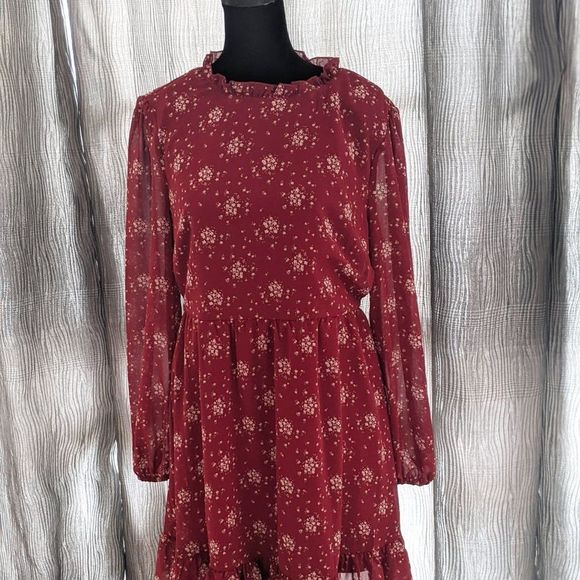 Hesperus Burgundy Floral Dress - NEW - Size Large - Picture 2 of 7